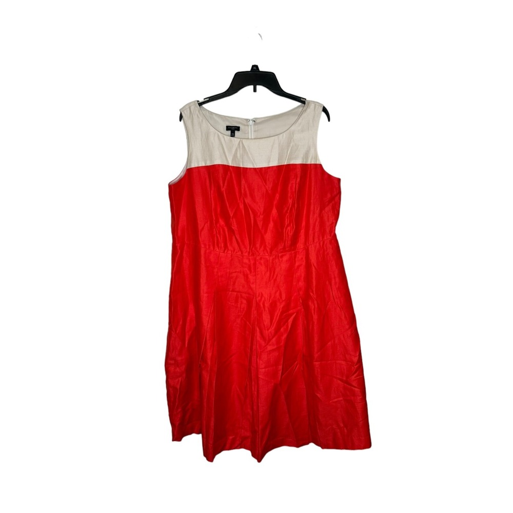 Talbots Women's Dress‎ Midi Sheath Sleeveless Lined Career Linen Blend Red 14W